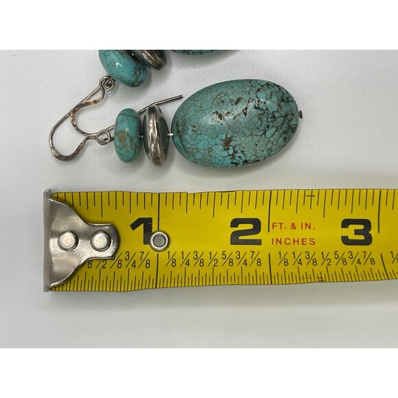 925 Sterling Silver Dangle Earrings With Turquoise Beads – Southwestern Boho Sty - Picture 8 of 9